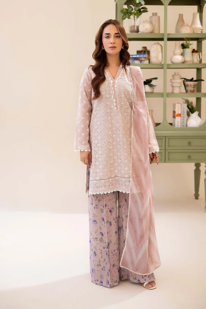 Three-Piece Stitched Embroidered Chickenkari Lawn – AD02D1