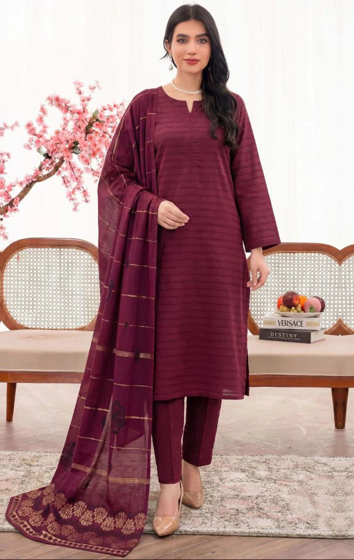 Unstitched Dobby Lawn three piece