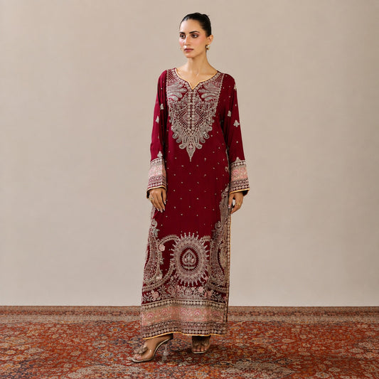 Embroidered 2-piece with Long Shirt-Ad012