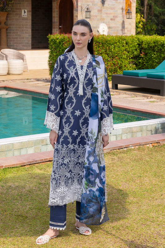 Three-Piece Stitched Embroidered Chickenkari Lawn – ADS01
