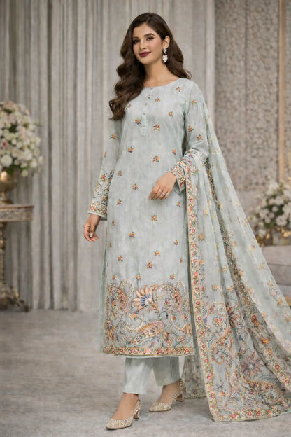 Khaadi Net Embroidered 3-Piece Unstitched Suit