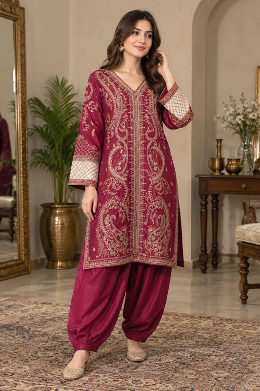 Embroidered Lawn Stitched 2 pc Dress-ADN 09