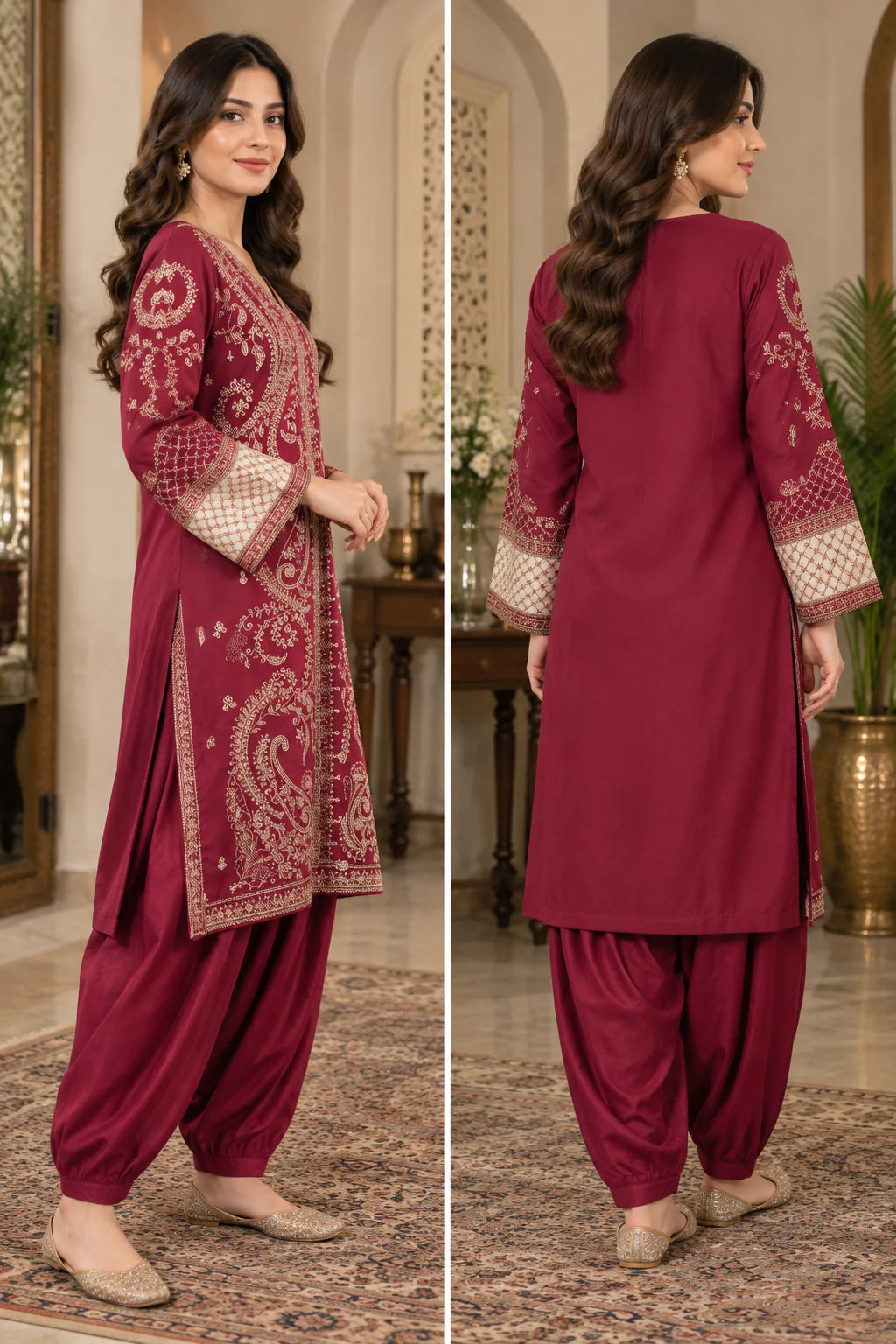 Embroidered Lawn Stitched 2 pc Dress-ADN 09