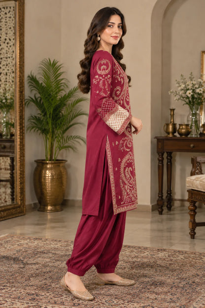 Embroidered Lawn Stitched 2 pc Dress-ADN 09