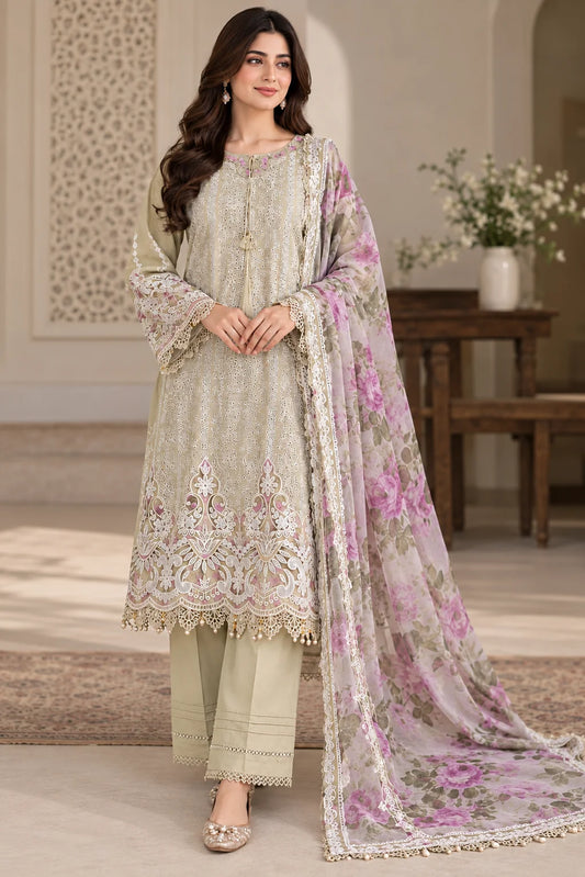 Stitched Chickkari 3 pc Lawn