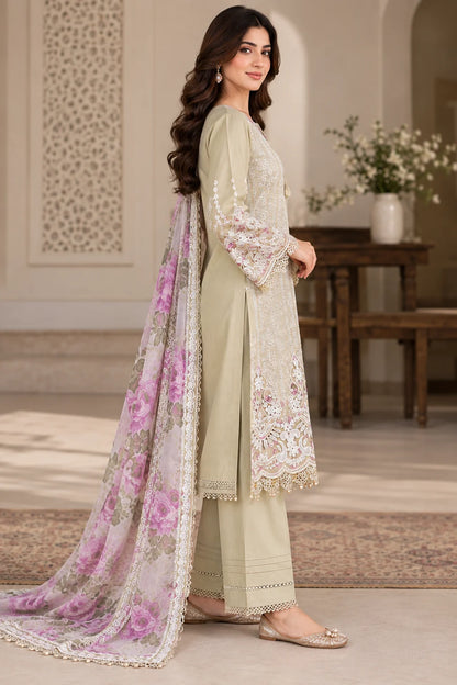 Stitched Chickkari 3 pc Lawn