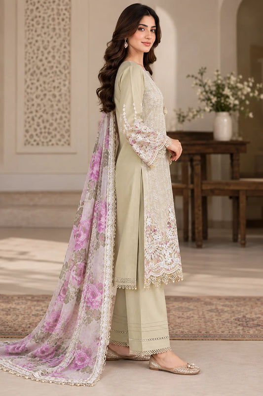 Stitched Chickkari 3 pc Lawn