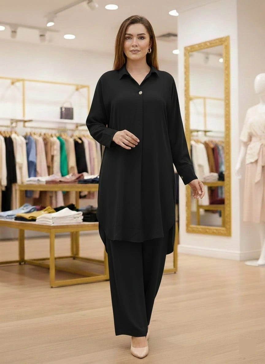 Co-Ord Set in Turkish Butter Georgette - Long shirt