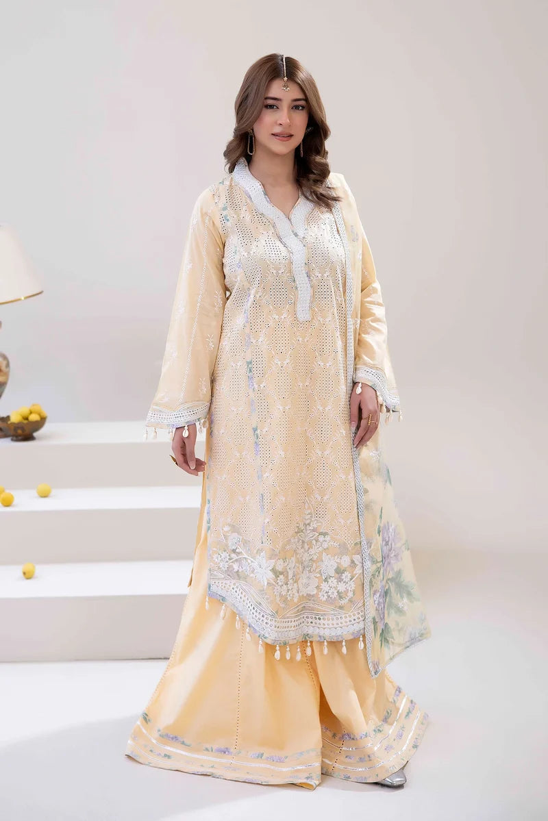 Festive three-piece  Embroidered Lawn Shirt - ADN06