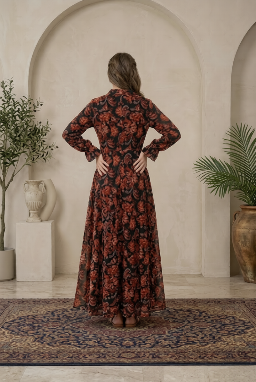 Summer Georgette Floral Maxi Dress