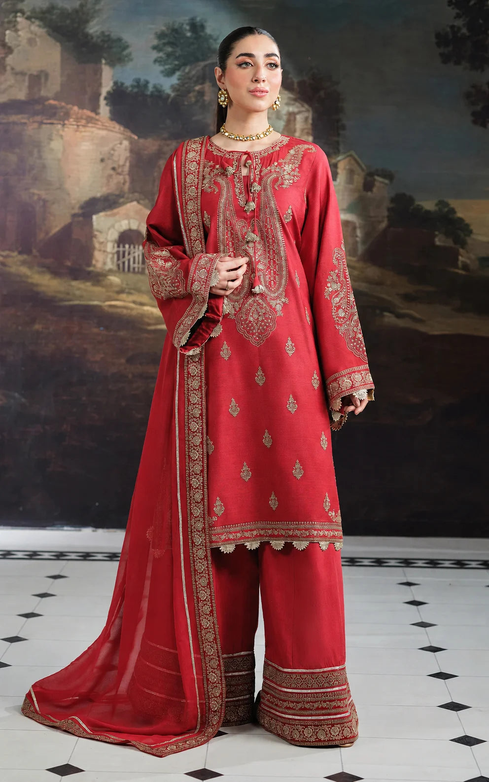 Three-Piece Stitched Embroidered Lawn Cotton– D07