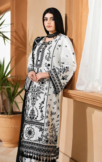 Three-Piece Stitched Embroidered Lawn Cotton– D08