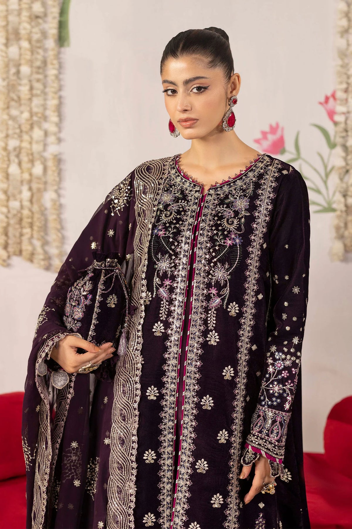 3 piece - unstitched embroidered valvet