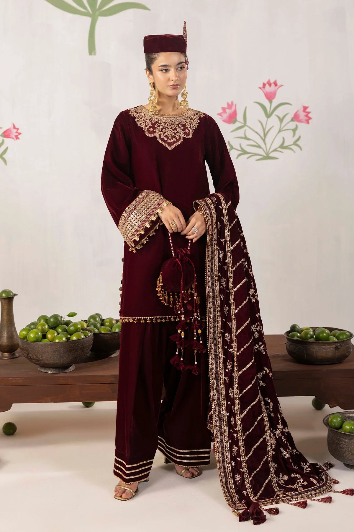 3 piece - embroidered unstitched valvet