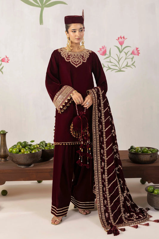 3 piece - embroidered unstitched valvet