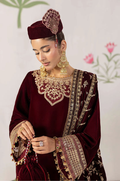 3 piece - embroidered unstitched valvet