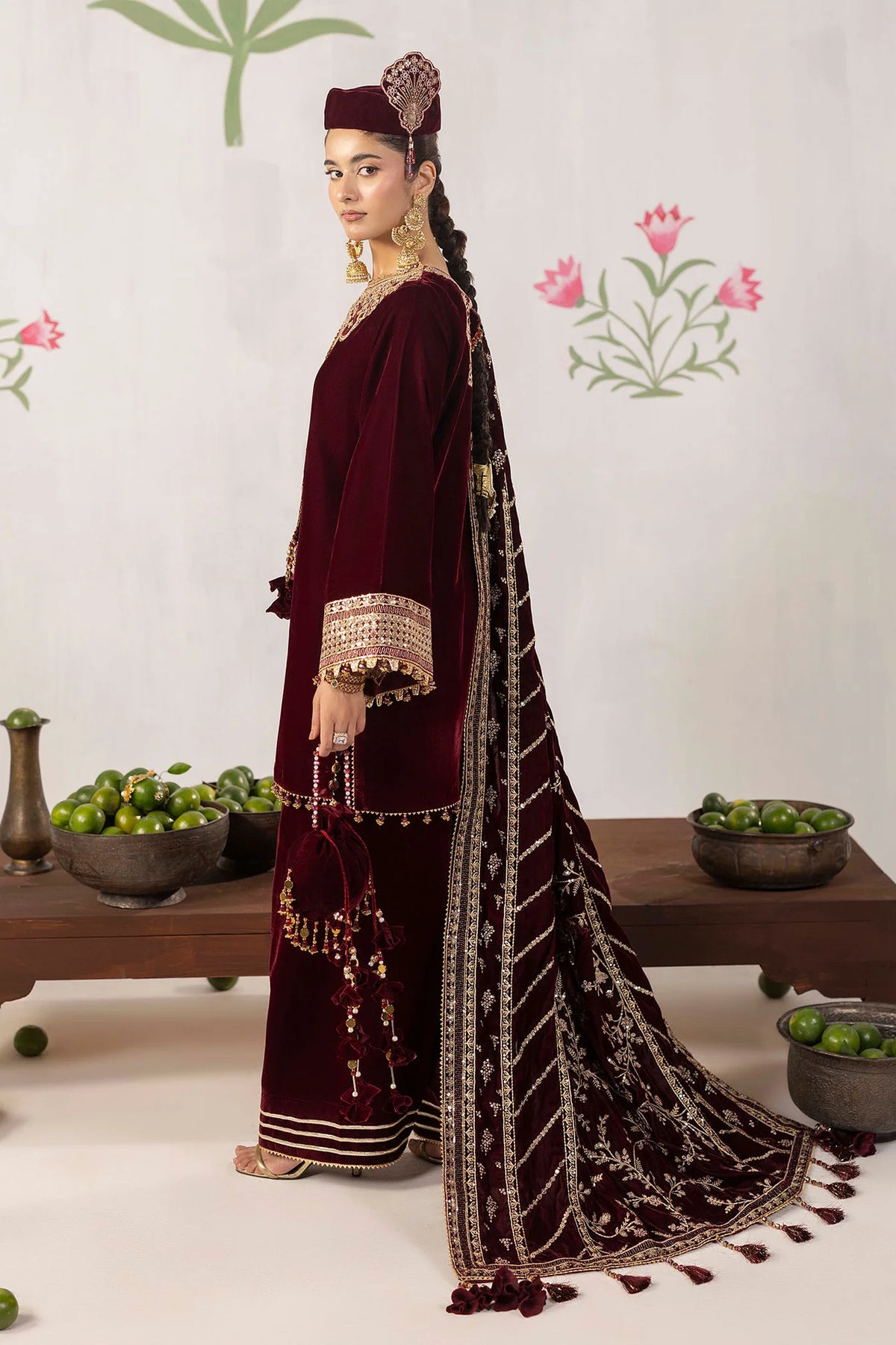 3 piece - embroidered unstitched valvet
