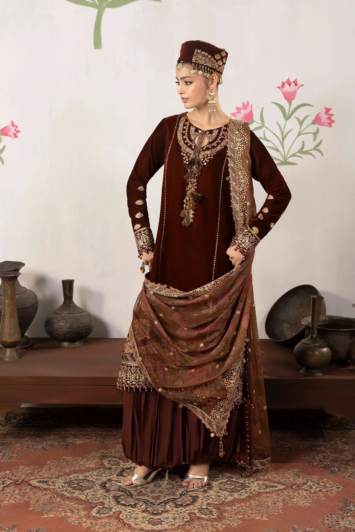 3 piece Embroidered unstitched Valvet