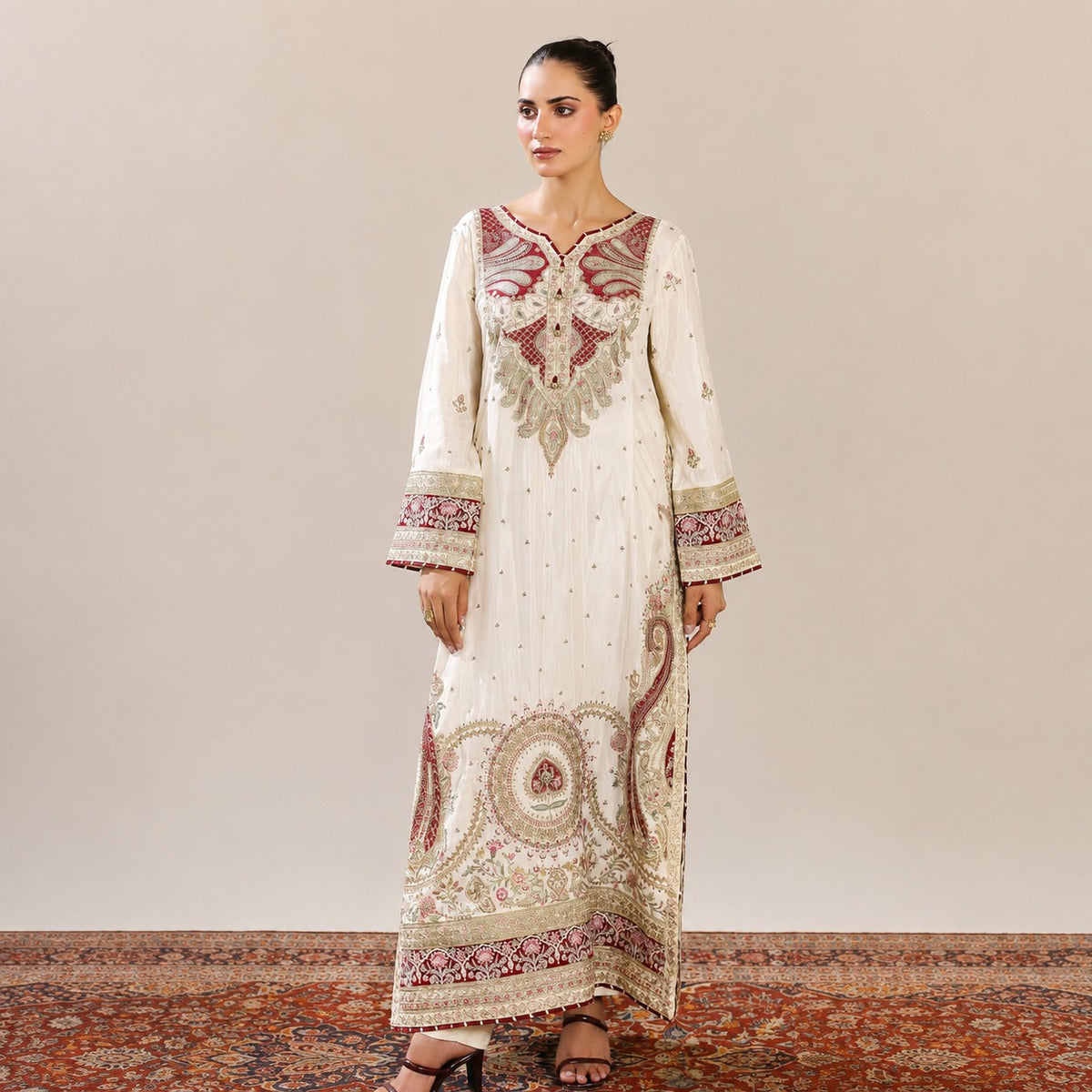 Embroidered 2-piece with Long Shirt-Ad012
