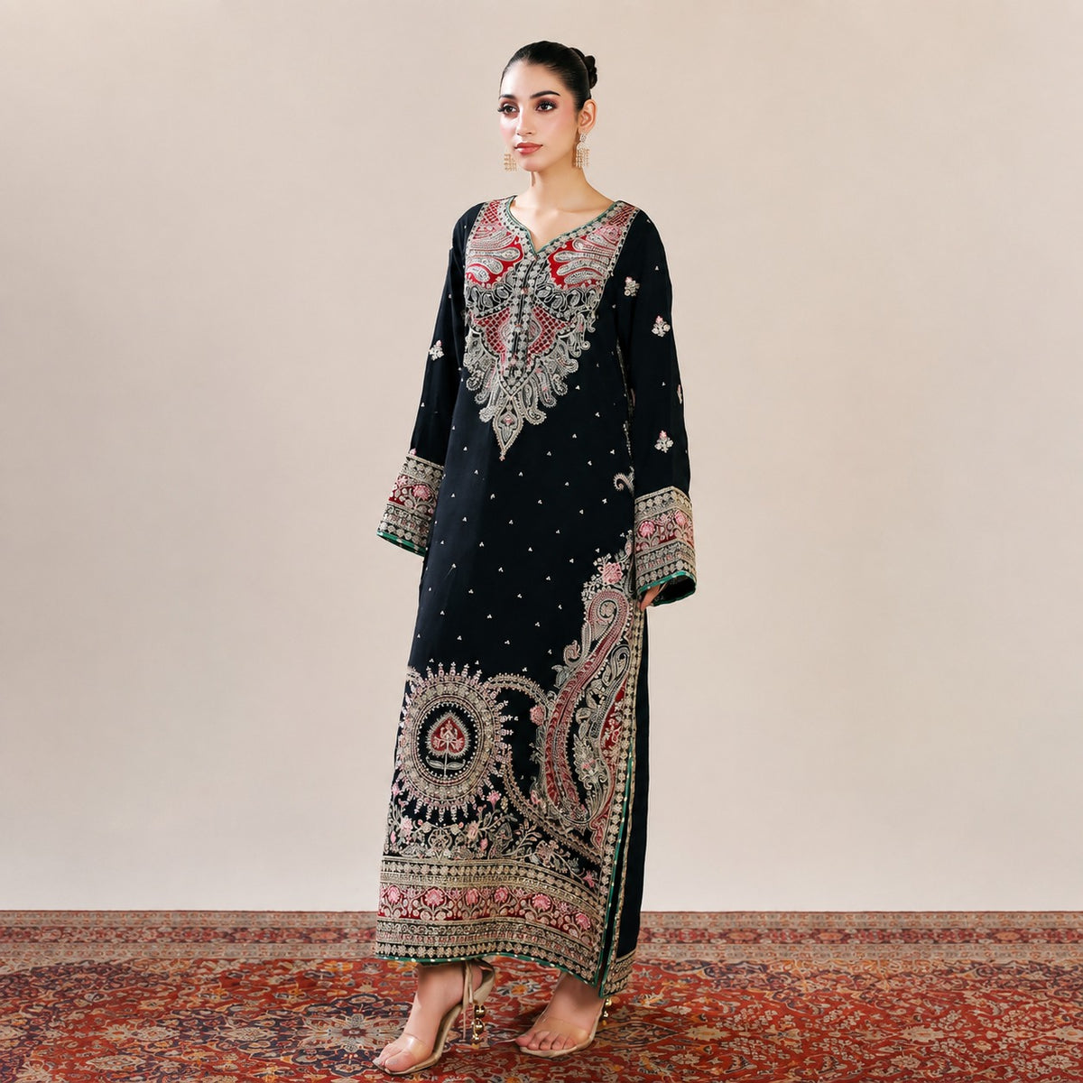 Embroidered 2-piece with Long Shirt-Ad012