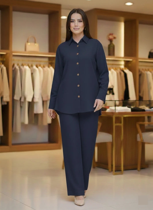 Co-Ord Set in Turkish Butter Georgette - Short shirt-Olive Green