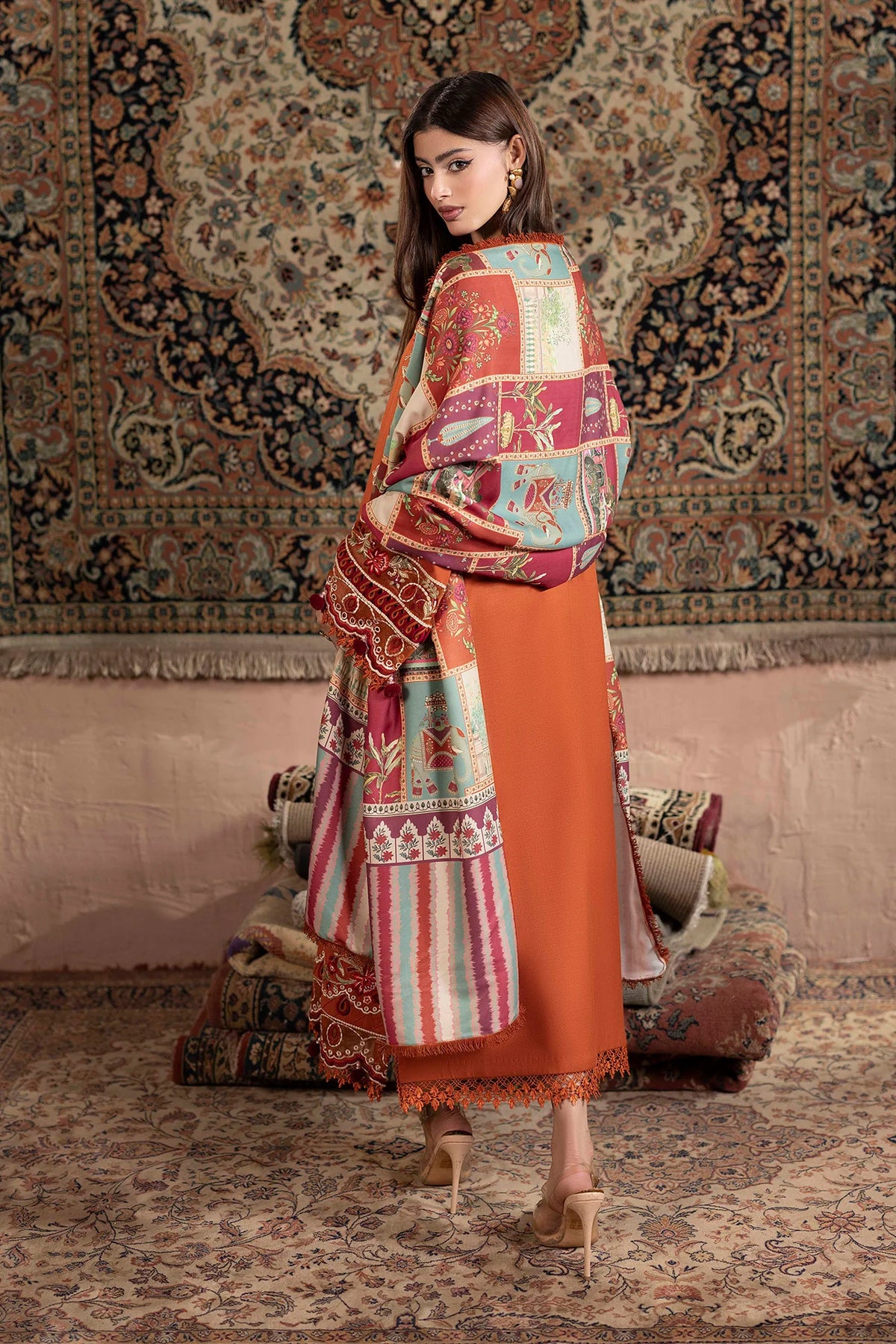3-Piece Unstitched Embroidered Dhanak Suit