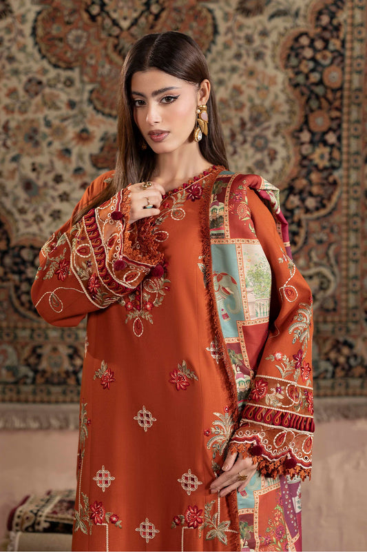 3-Piece Unstitched Embroidered Dhanak Suit