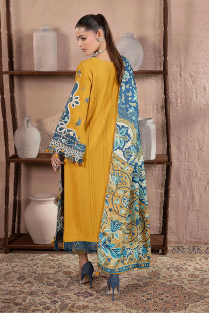 3-Piece Unstitched Embroidered Dhanak Suit