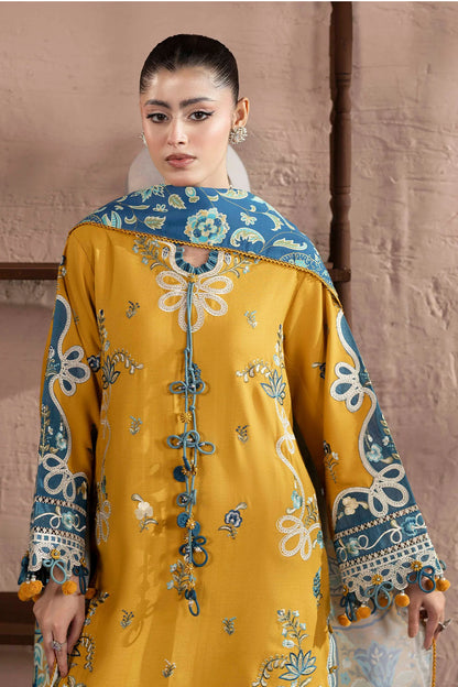 3-Piece Unstitched Embroidered Dhanak Suit