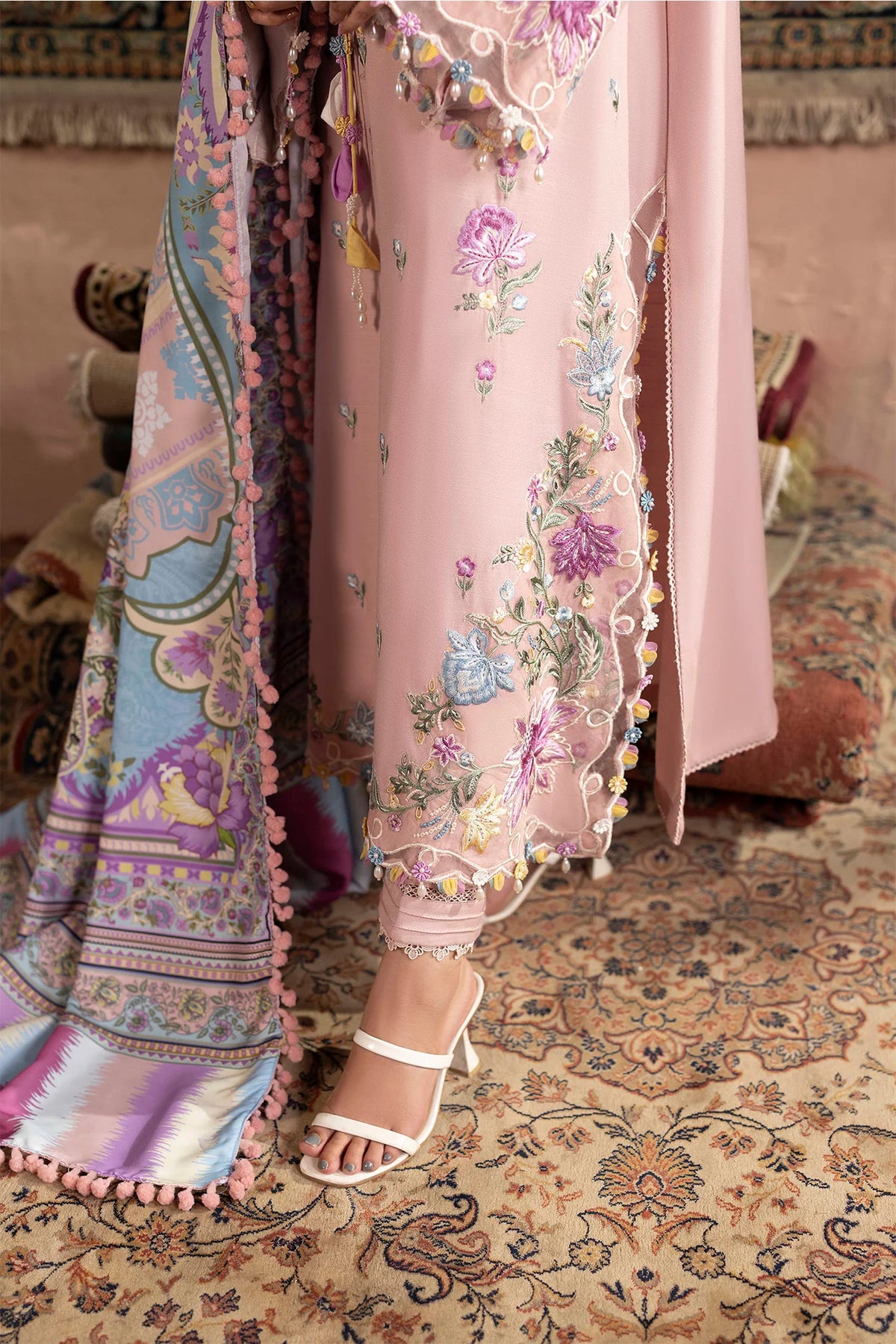 3-Piece Unstitched Embroidered Dhanak Suit