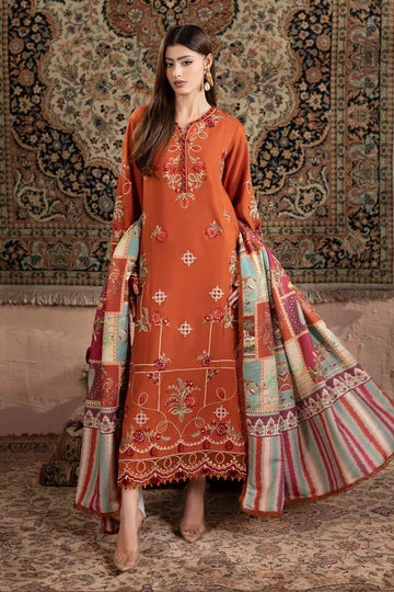 3-Piece Unstitched Embroidered Dhanak Suit