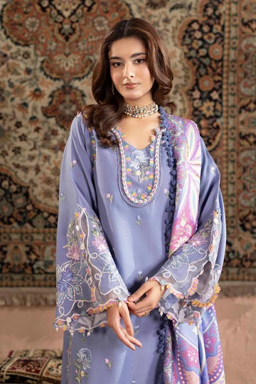 3-Piece Unstitched Embroidered Dhanak Suit