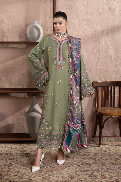 3-Piece Unstitched Embroidered Dhanak Suit