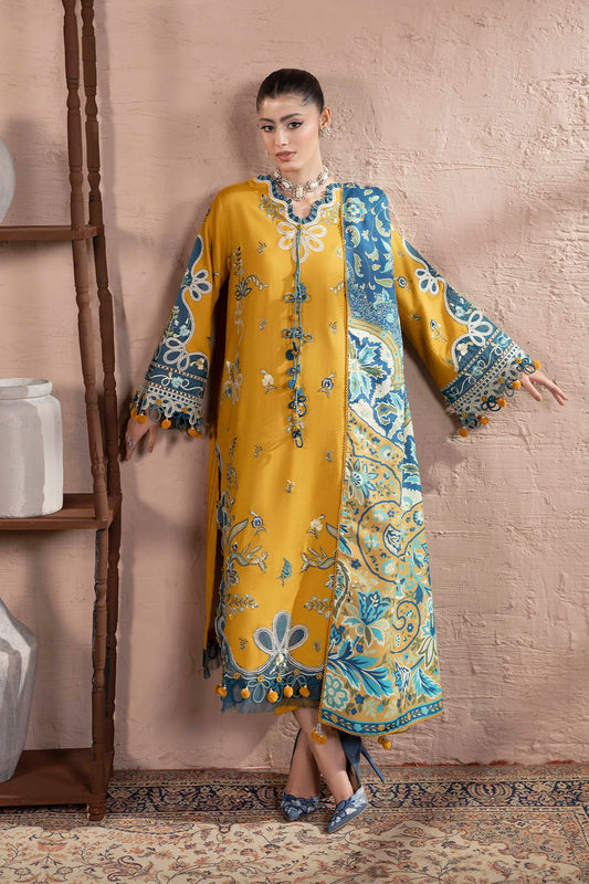 3-Piece Unstitched Embroidered Dhanak Suit