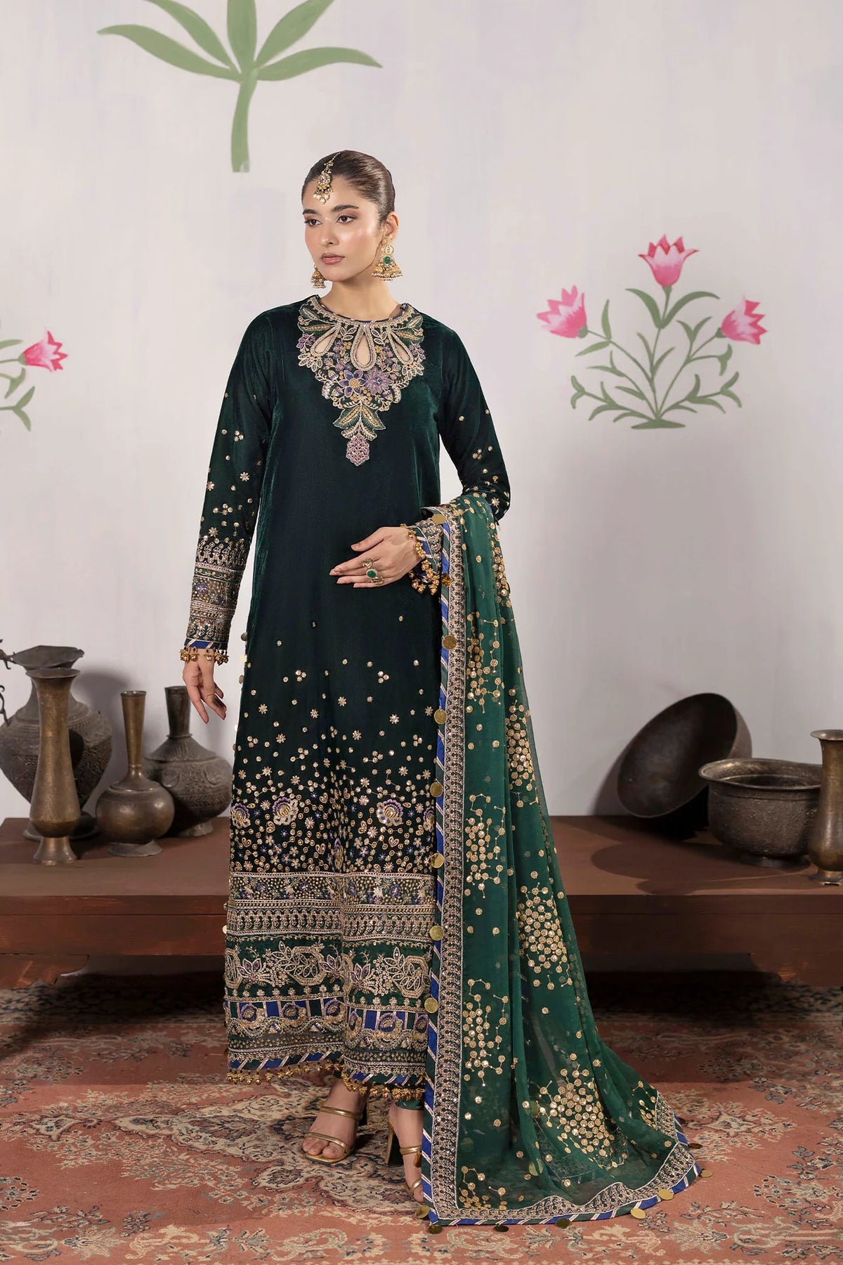 3 piece - unstitched embroidered valvet