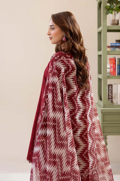 Three-Piece Stitched Embroidered Chickenkari Lawn – AD01
