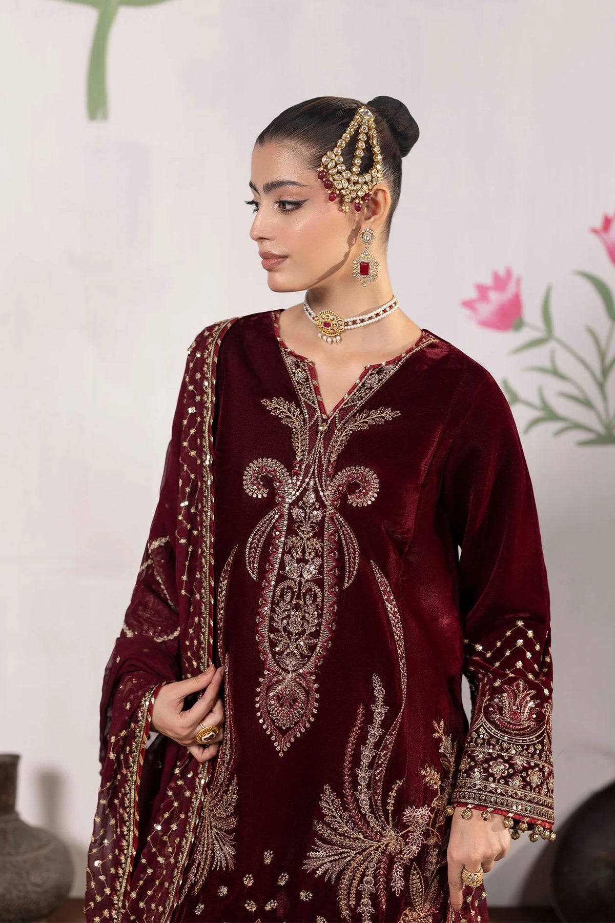 3 piece - embroidered Unstitched Valvet