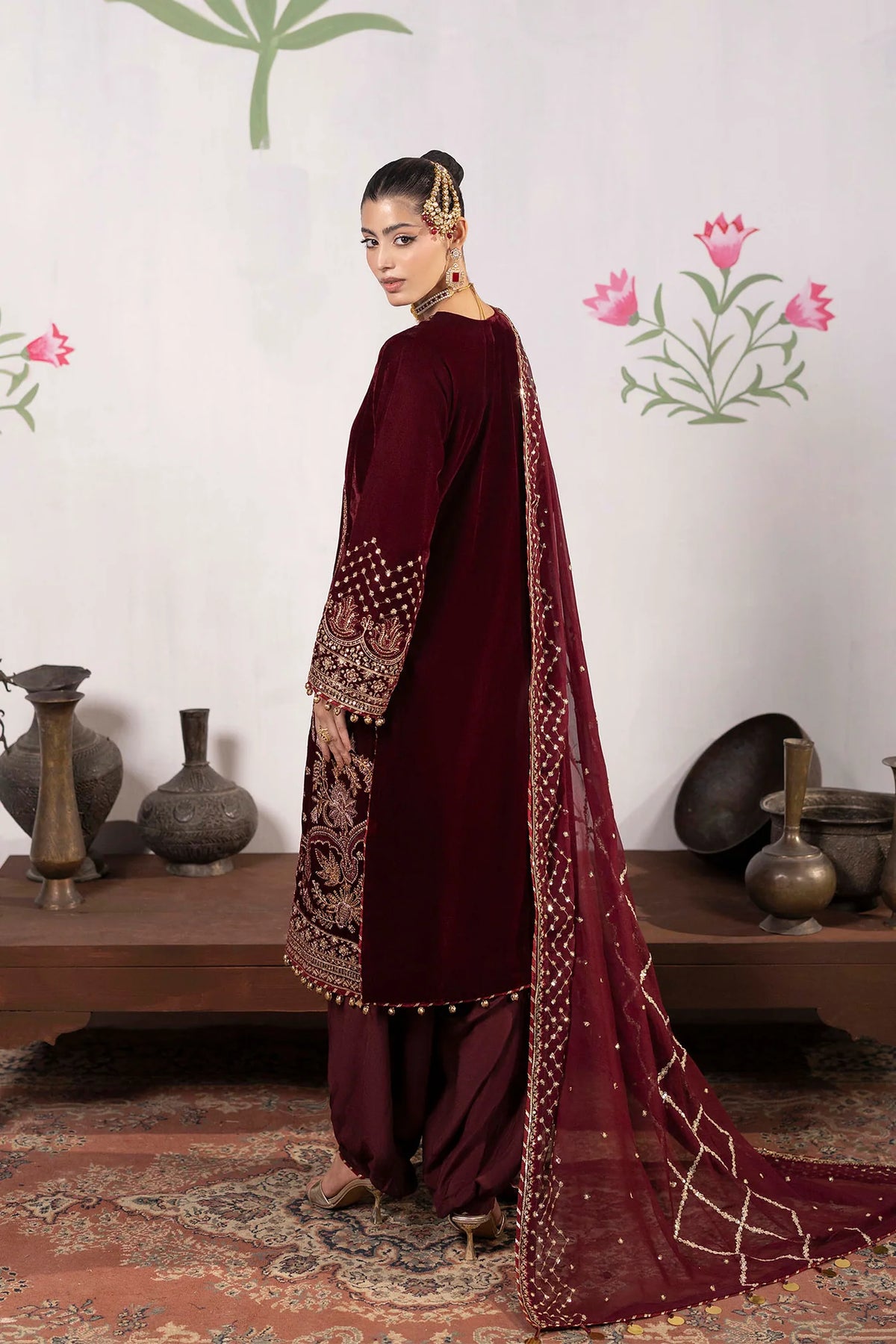 3 piece - embroidered Unstitched Valvet